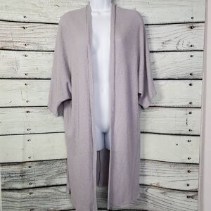 Daytrip Women’s Waffle Knit Long Kimono Cardigan Size M Lavender Open Front